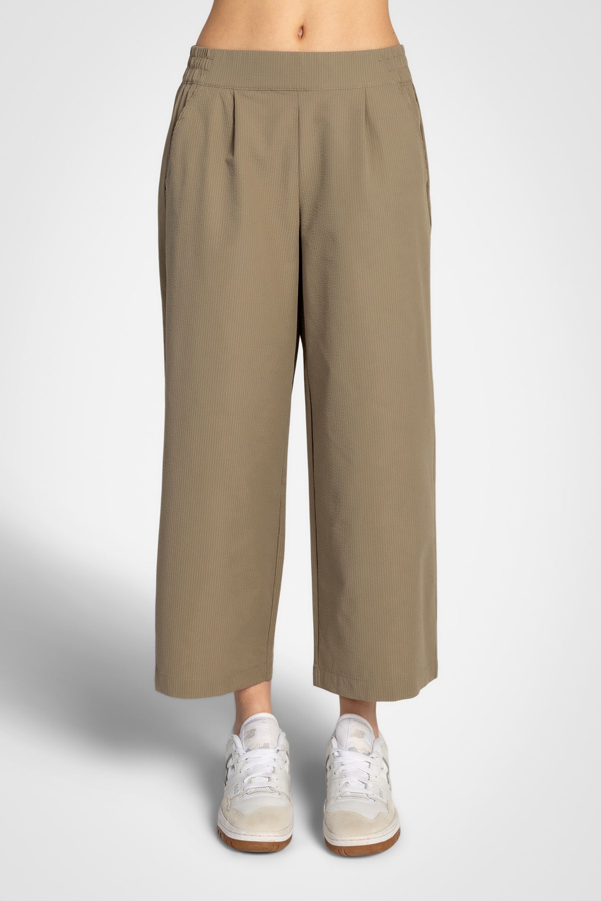 Pantalon court large en seersucker
