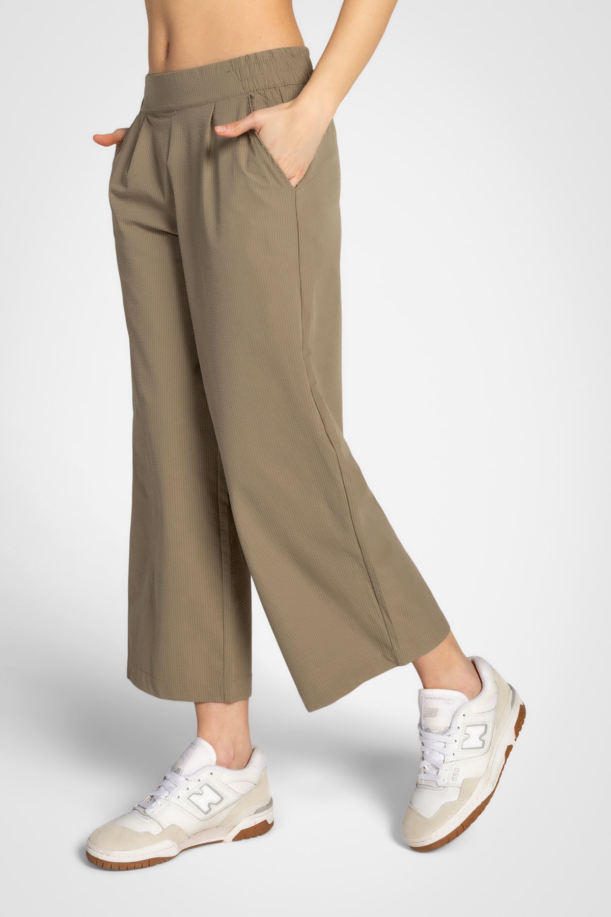 Pantalon court large en seersucker