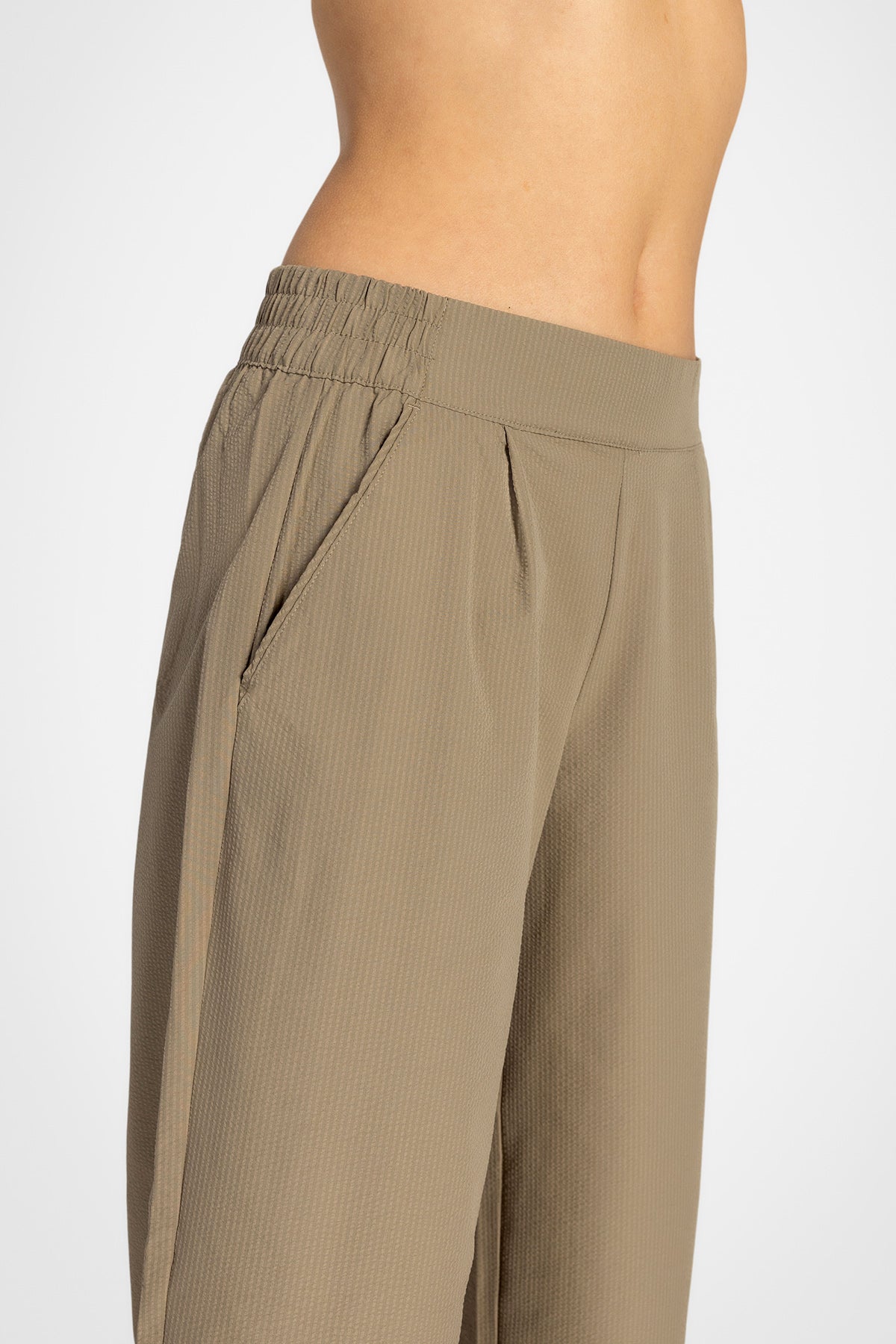 Pantalon court large en seersucker