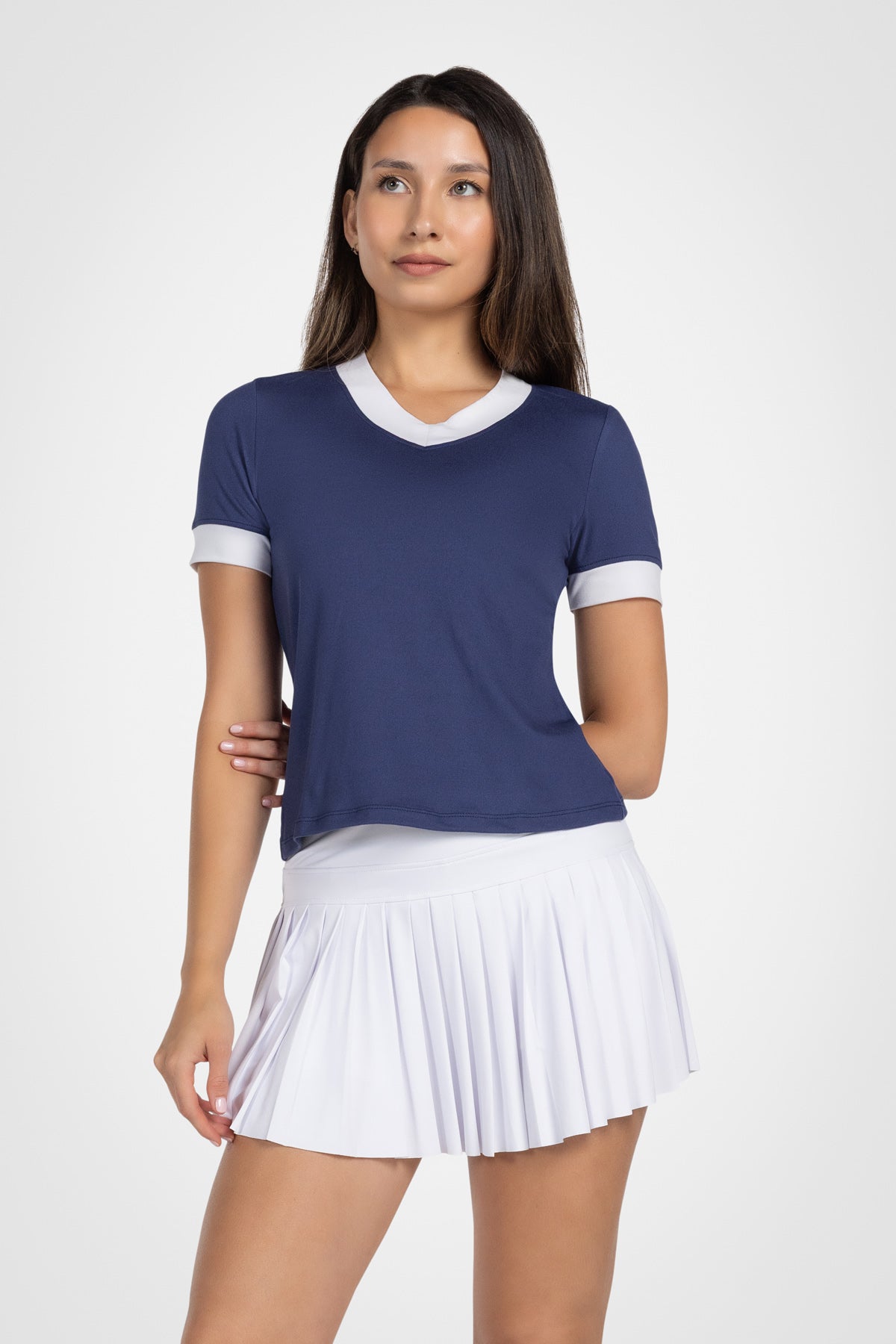 T-shirt à col en V color block