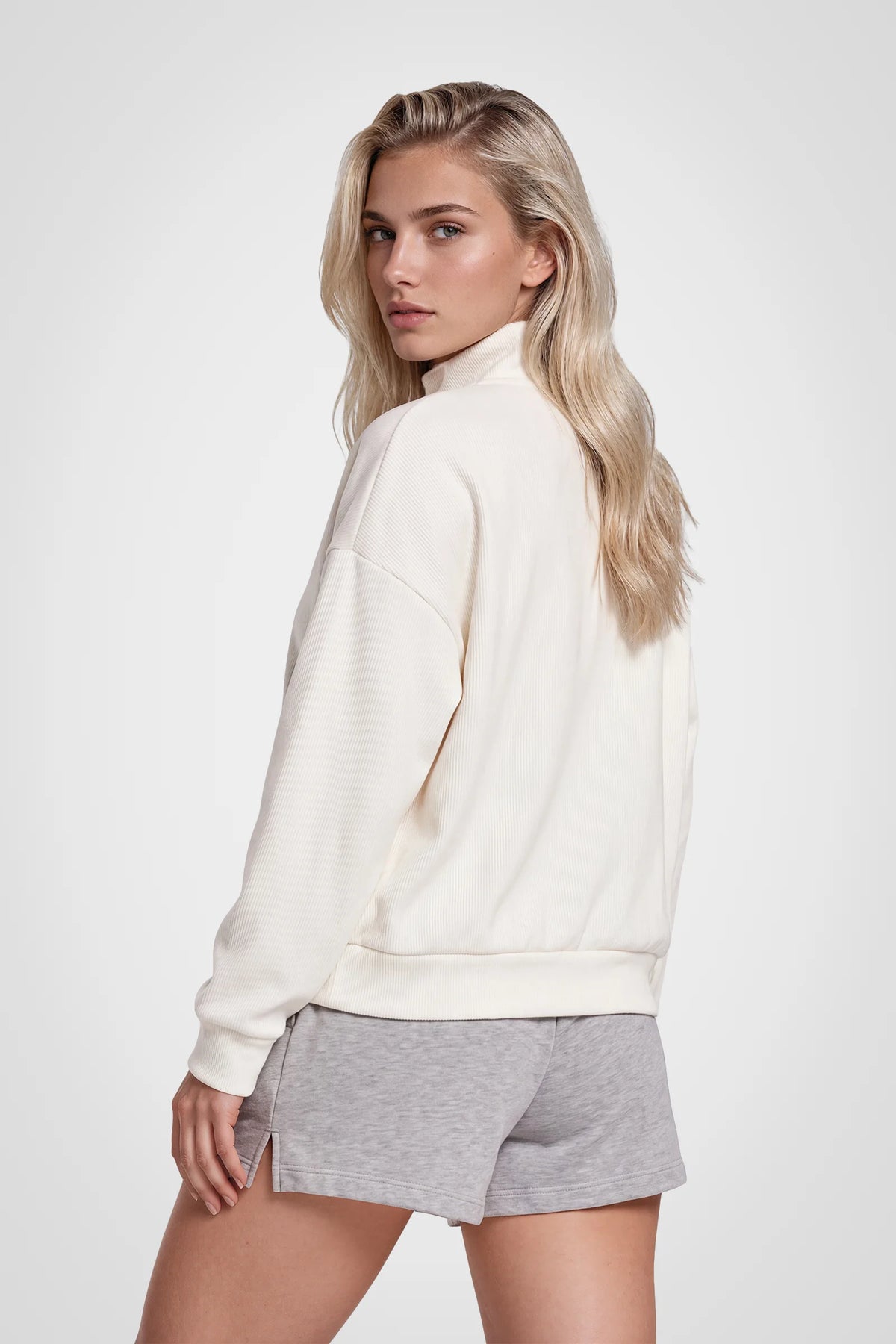 Avelisse Rib Velour Quarter-Zip Pullover