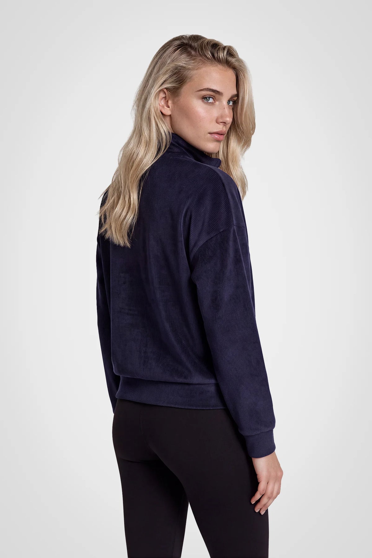 Avelisse Rib Velour Quarter-Zip Pullover