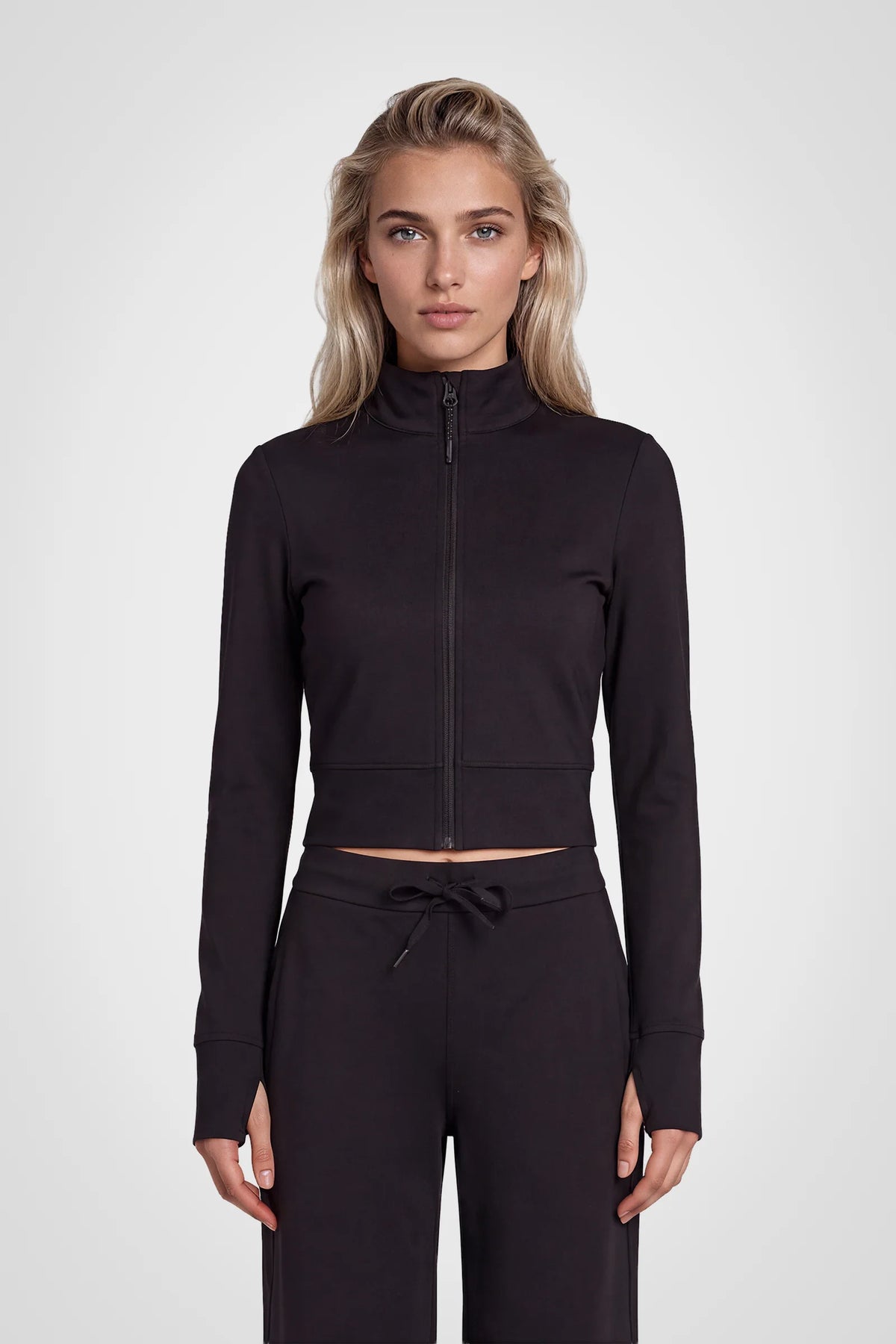 Aerelle Moss Jersey Funnel-Neck Jacket