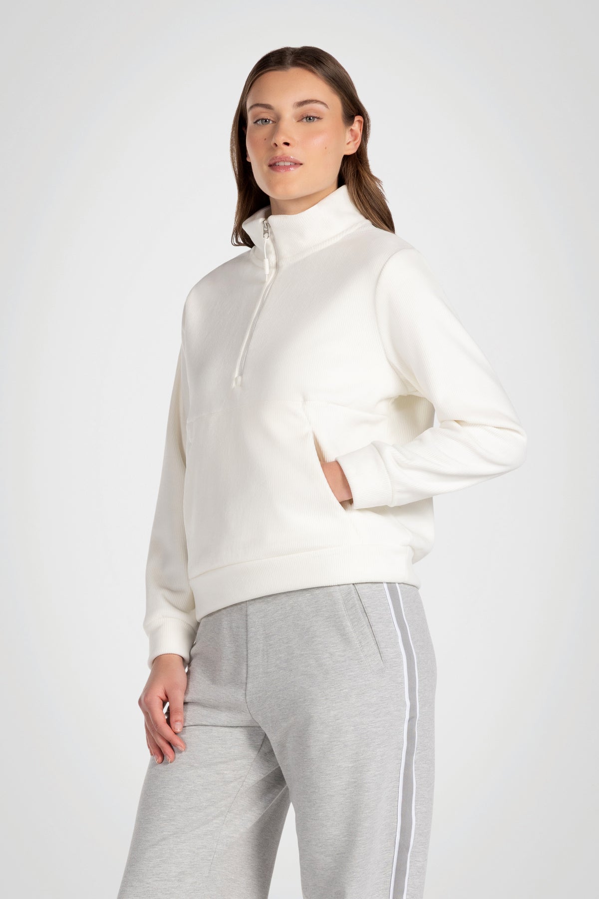 Rib Velour Quarter Zip Pullover