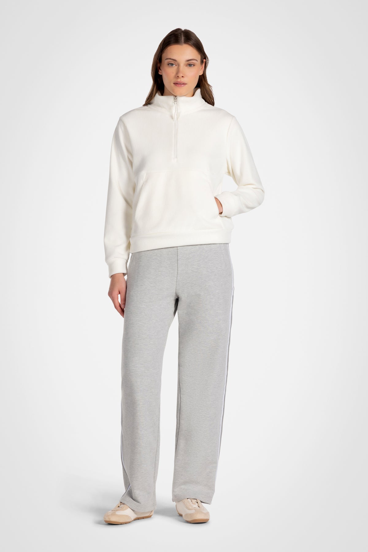 Rib Velour Quarter Zip Pullover