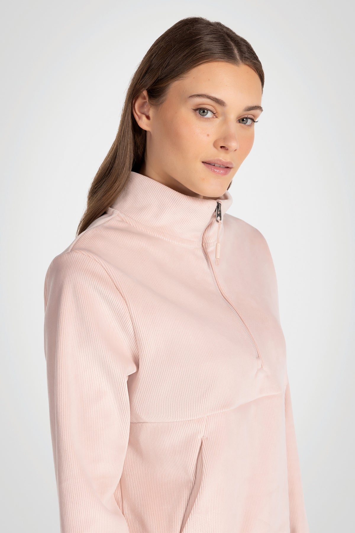 Rib Velour Quarter Zip Pullover