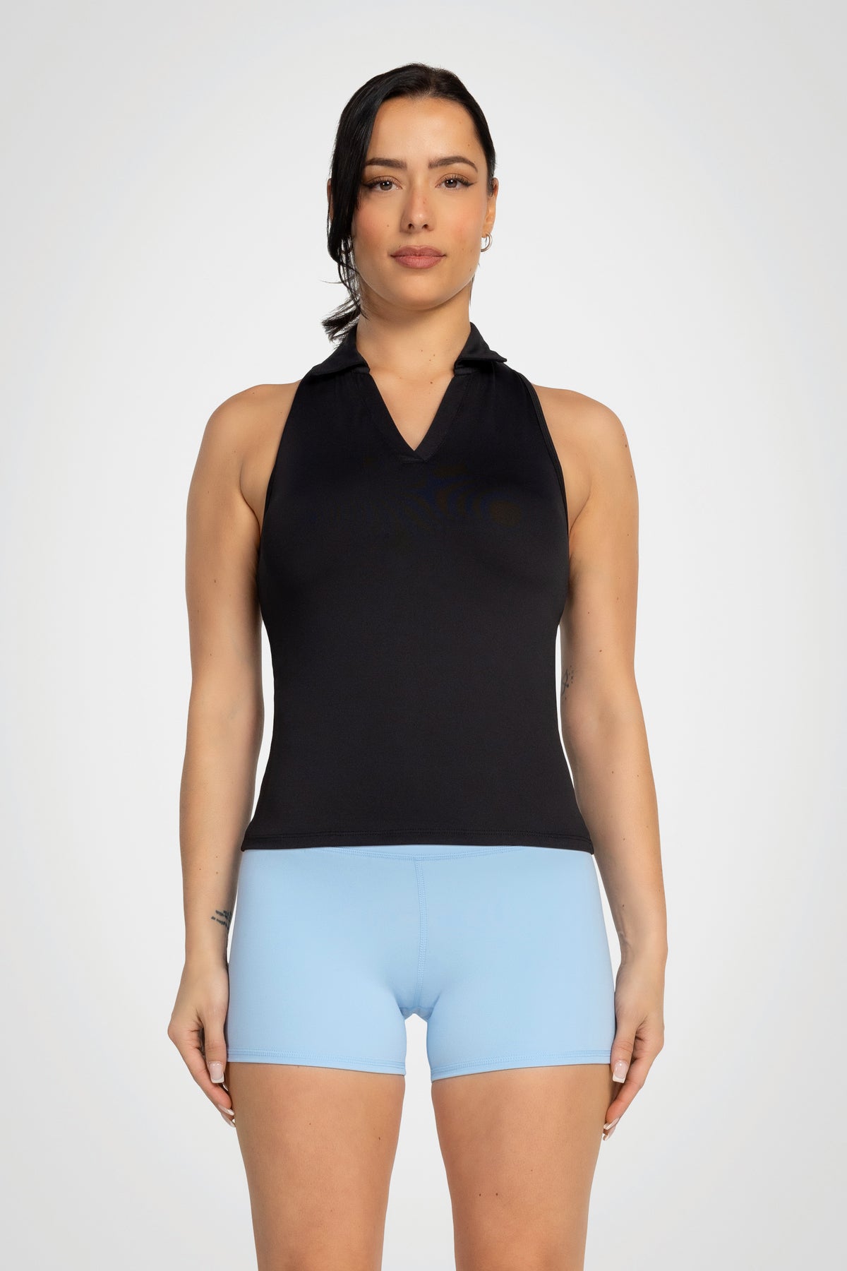 Lila Sleeveless Polo Top