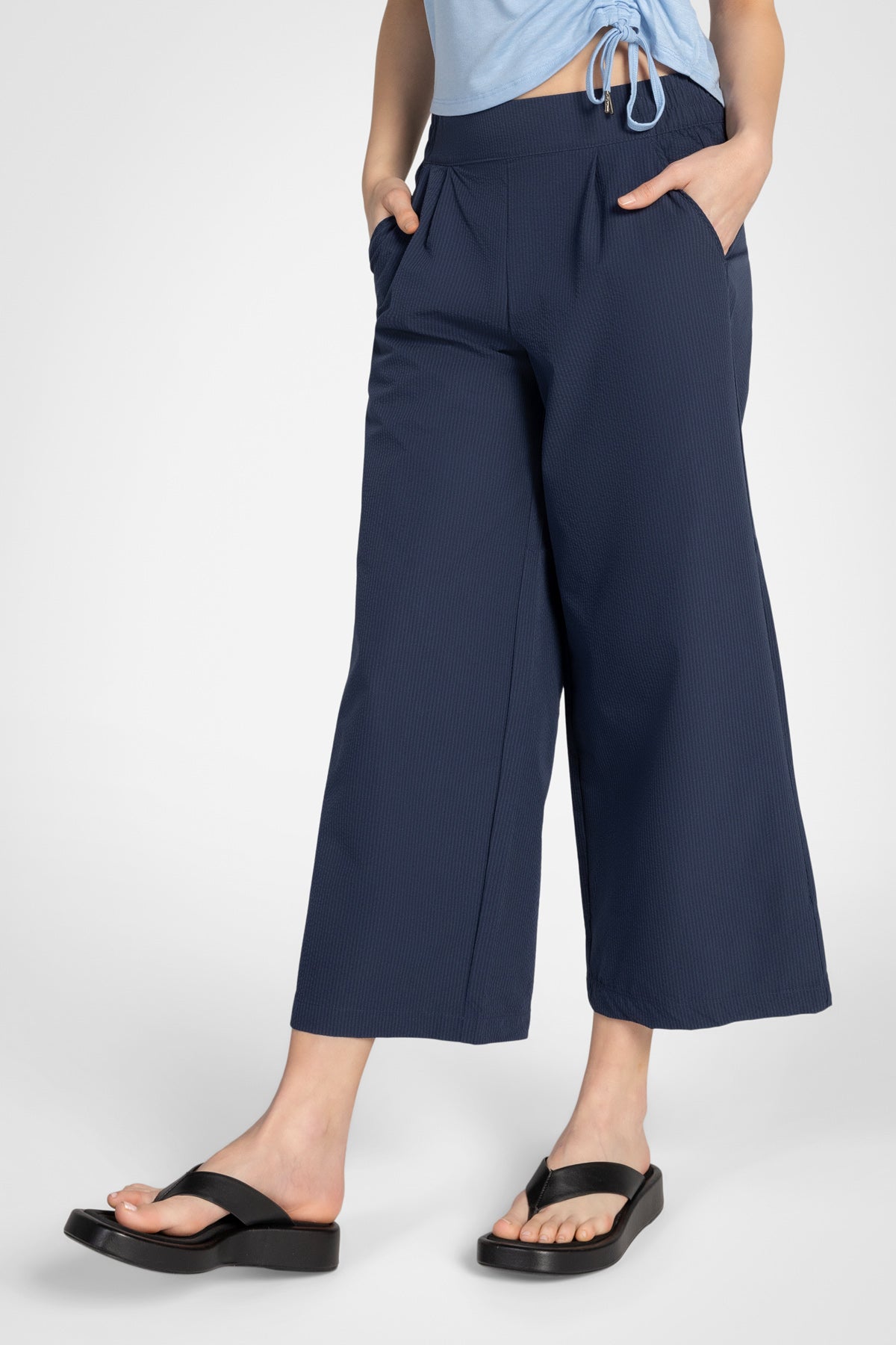 Pantalon court large en seersucker