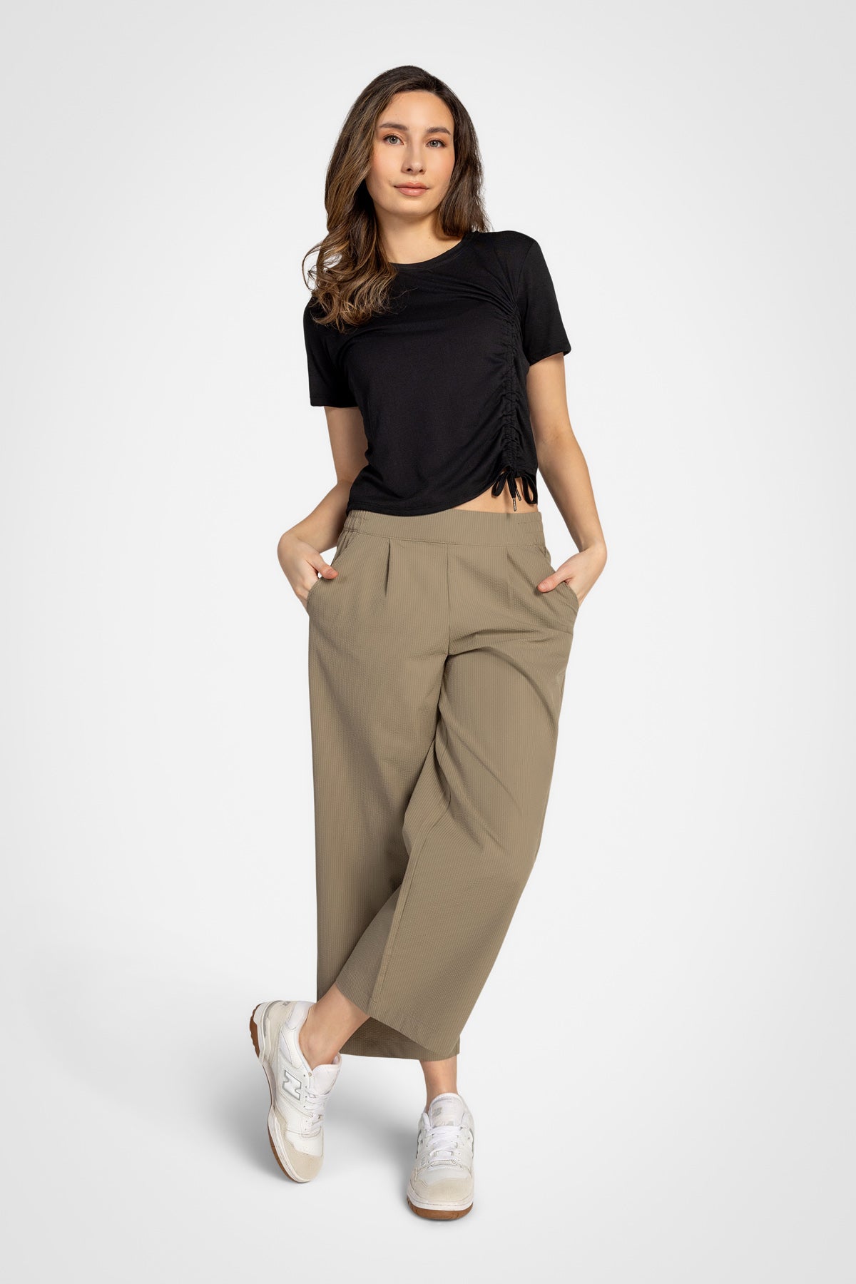 Pantalon court large en seersucker