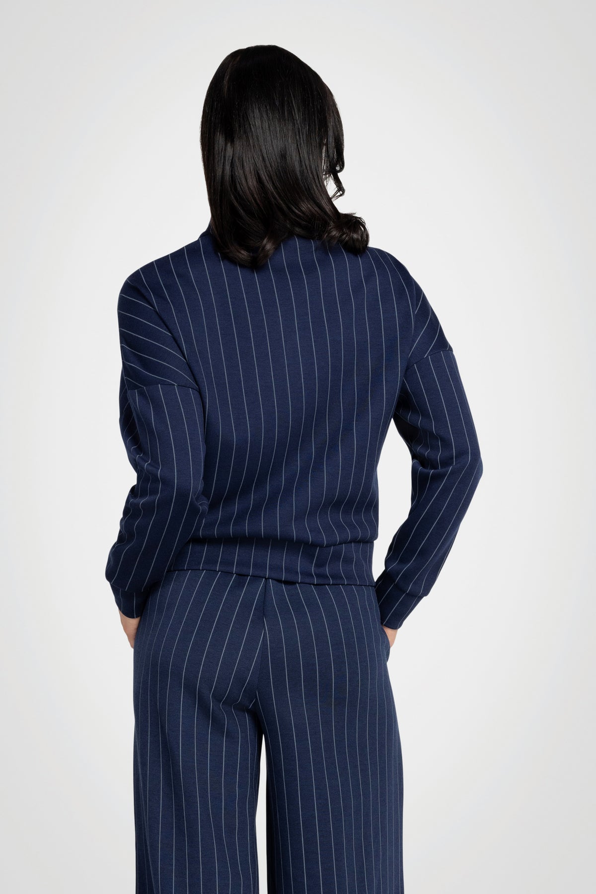Pinstripe Deluxe Mock Neck Jacket