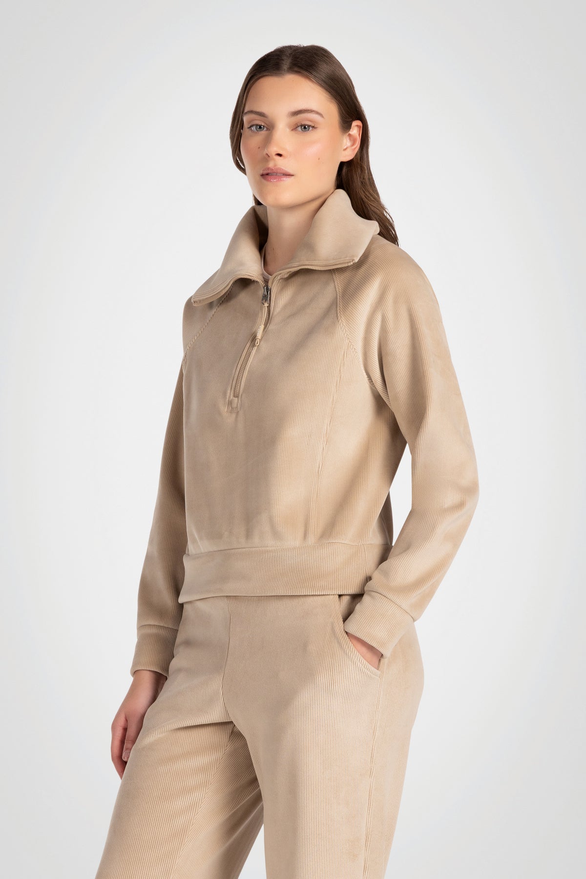 LuxeRib Velour 1/2 Zip Top