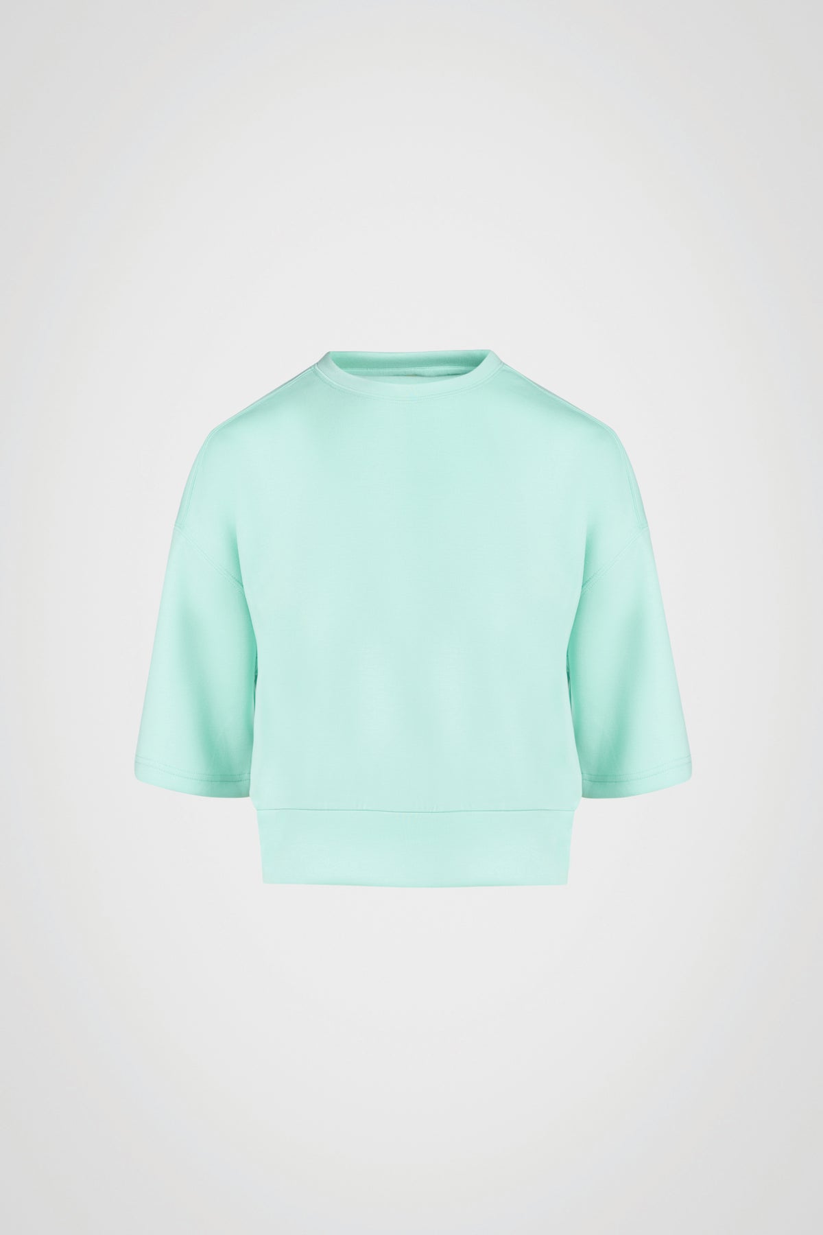 Haut à manches courtes et col rond en tricot extensible