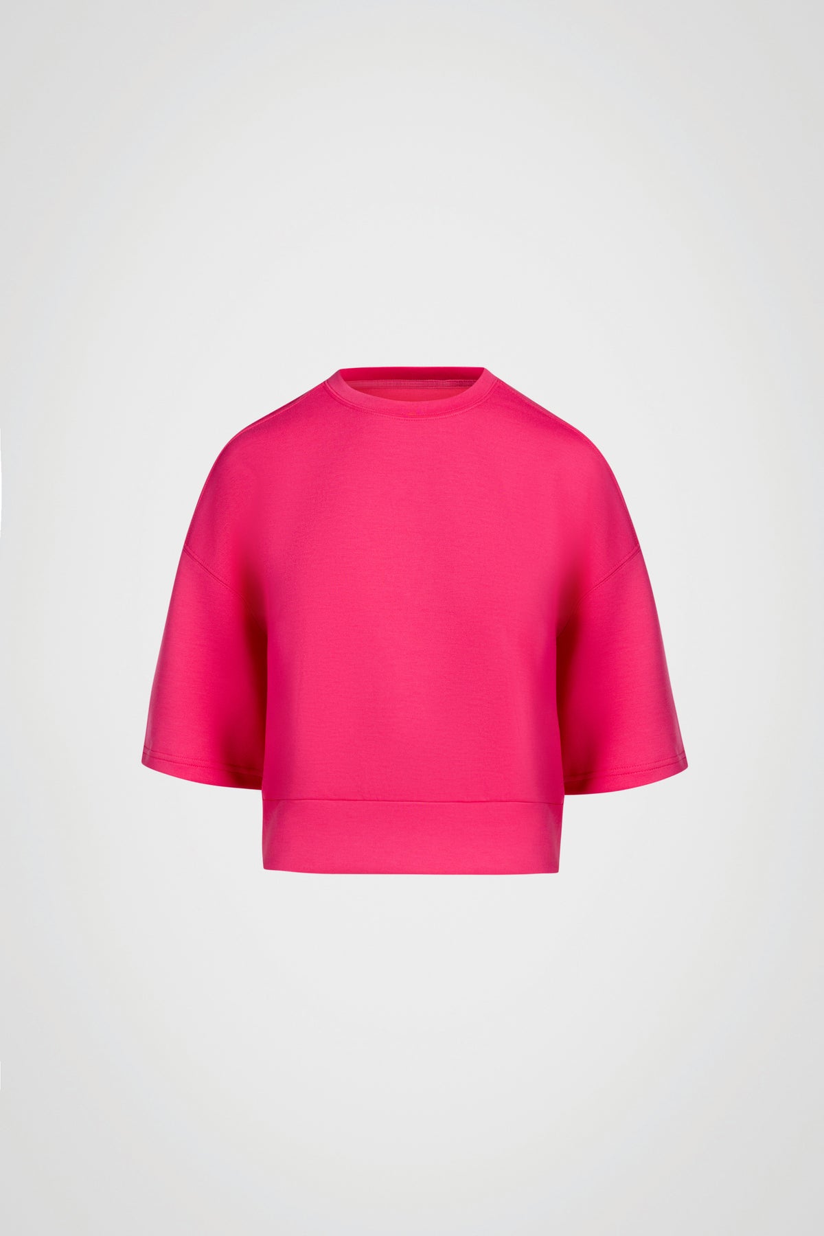 Haut à manches courtes et col rond en tricot extensible