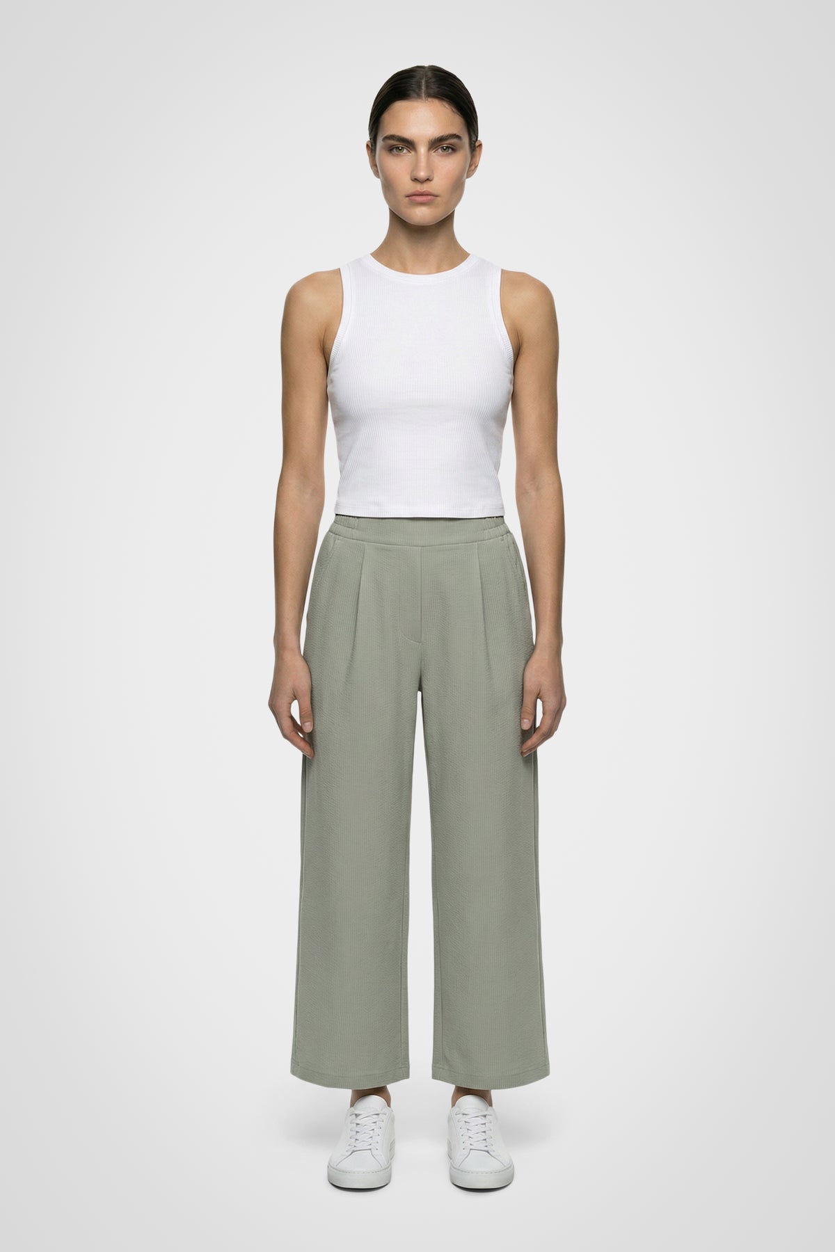 Pantalon court large en seersucker