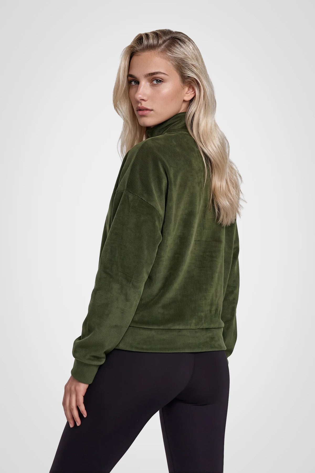 Avelisse Rib Velour Quarter-Zip Pullover
