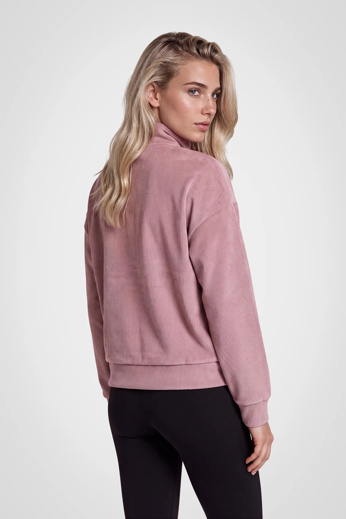 Avelisse Rib Velour Quarter-Zip Pullover