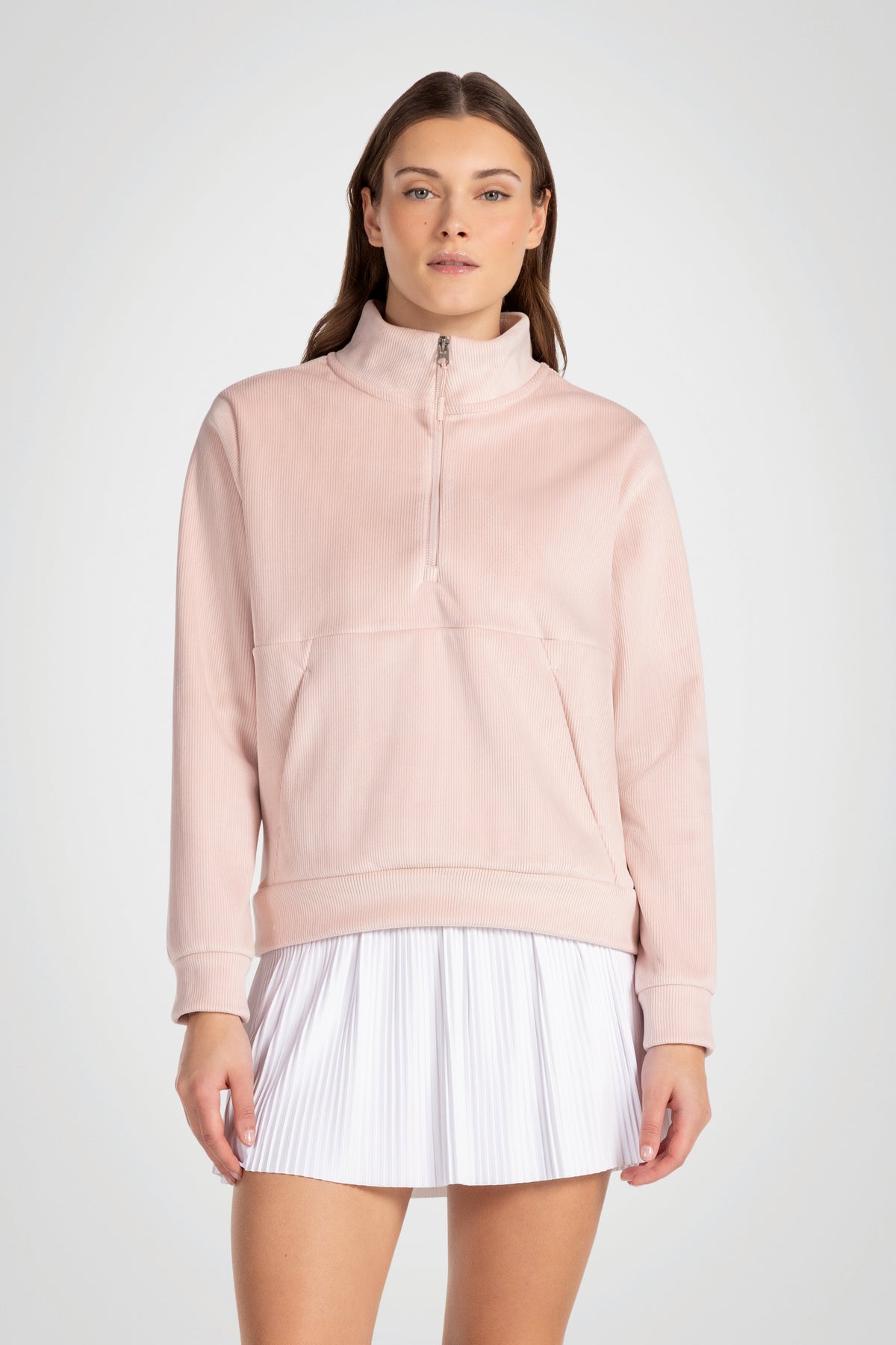 Rib Velour Quarter Zip Pullover