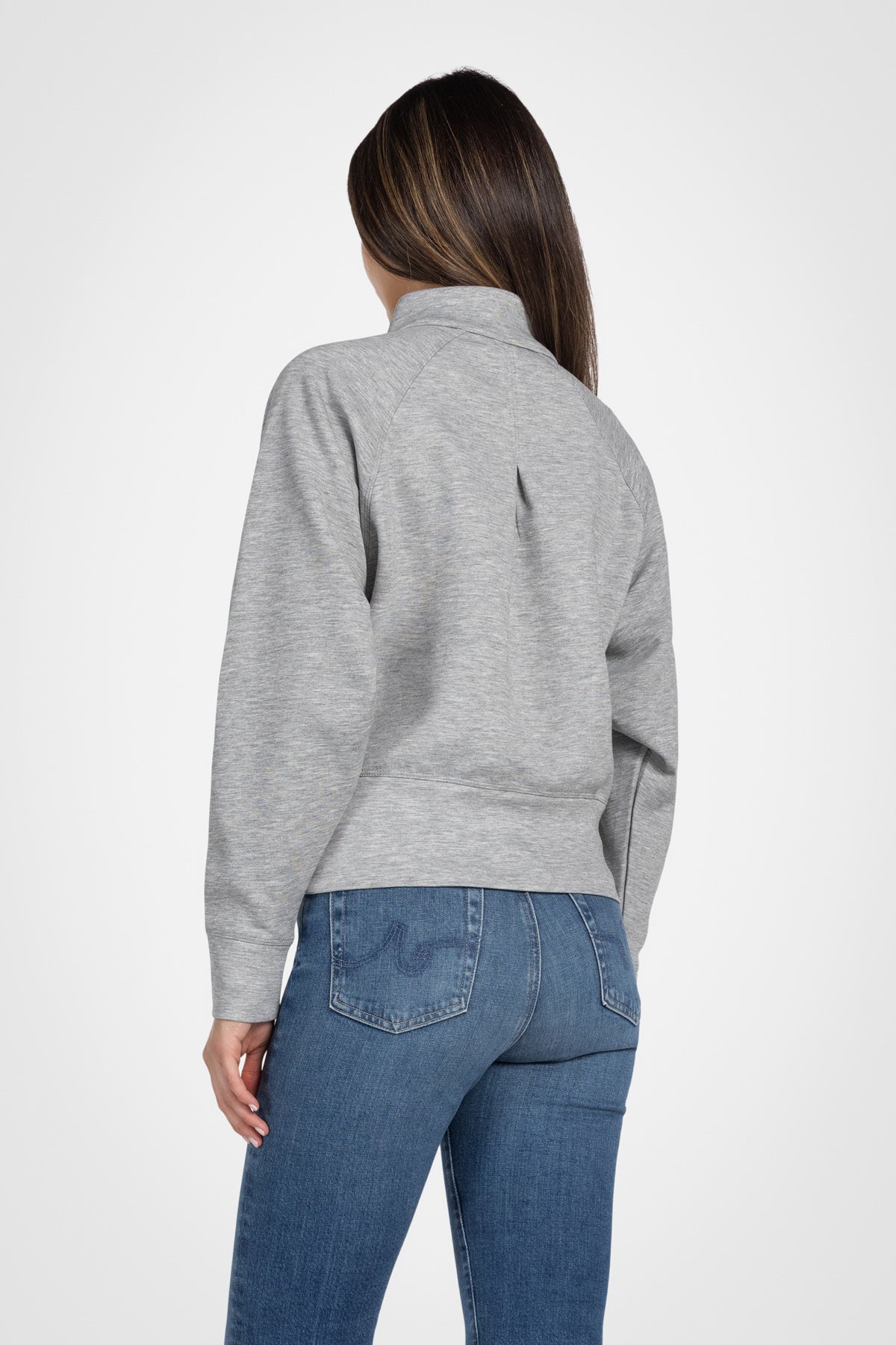 Haut à manches longues et demi-zip en tricot extensible à col montant