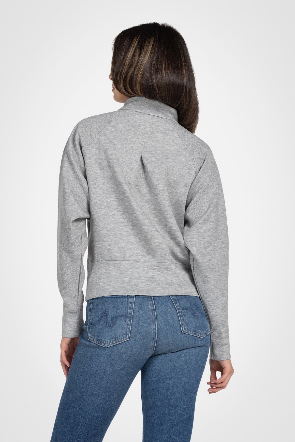 Haut à manches longues et demi-zip en tricot extensible à col montant