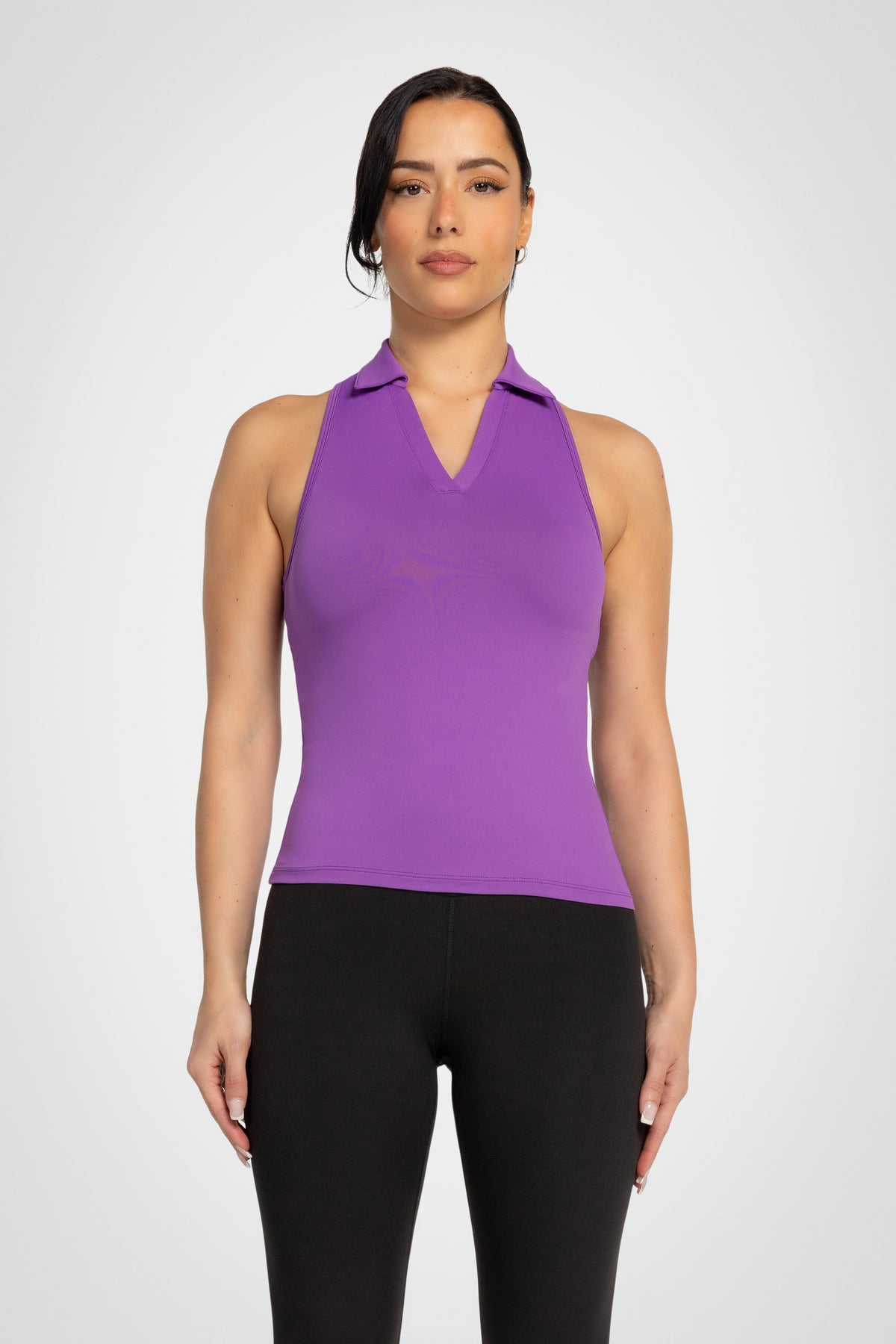Lila Sleeveless Polo Top