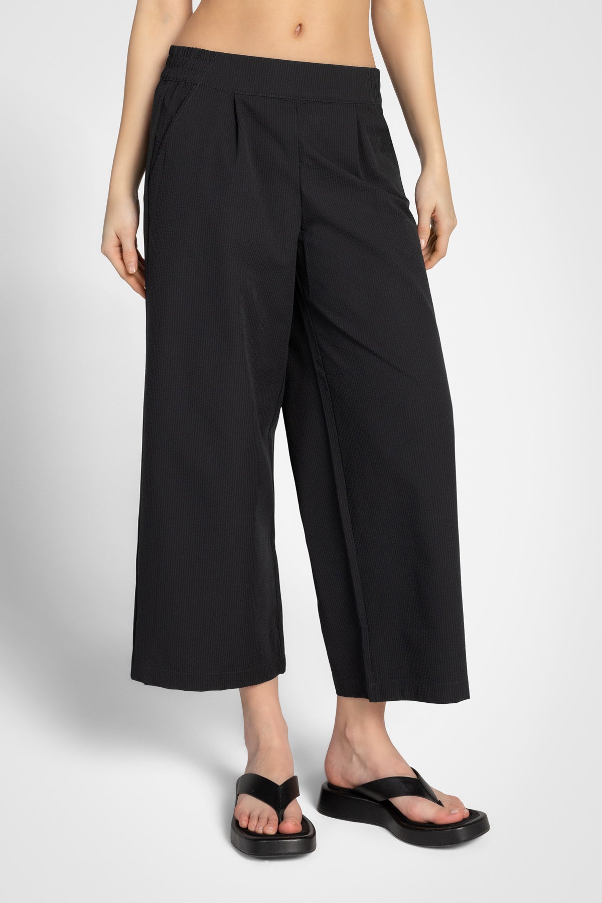 Pantalon court large en seersucker