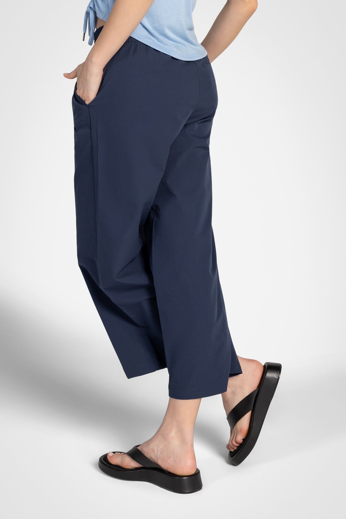 Pantalon court large en seersucker